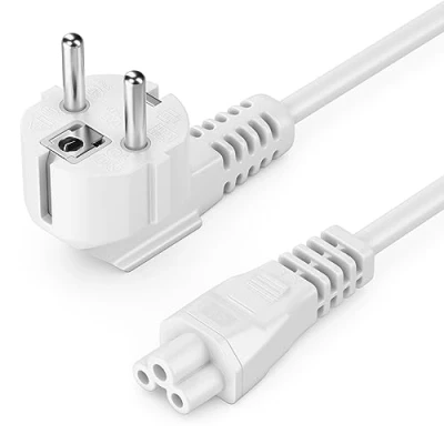 Obrázek deleyCON 1m síťový kabel Napájecí ochranný kontakt konektor typ F (CEE 7/4) 90 Vroubkovaný na IEC C5 zdířka 2,5 ampérů čtyřlístková spojka TV Monitor obrazovka Laptop Notebook zdroj