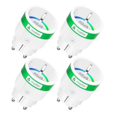Obrázek NOUS Matná chytrá zásuvka se spotřebou proudu, 16 A 3680 W, kompatibilní s Alexa, Google Home, Tuya, Apple Smart Things, dálkové ovládání pomocí aplikace, 2,4 GHz WiFi, IP20