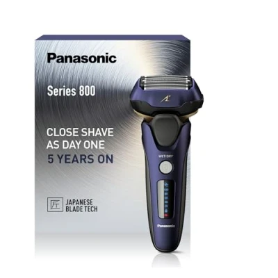 Obrázek Panasonic ES LV67A803 5čepelový holicí strojek na mokré a suché holení pro muže, nabíjecí, chytrý senzor vousů, Multi Flex 16D hlava, námořnická modrá černý