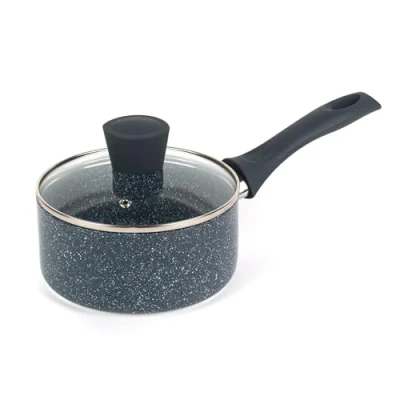 Obrázek Russell Hobbs RH00844EU antihaftbeschichteter Topf 16cm/1.2L Stielkasserolle mit Hartglasdeckel, induktion Stieltopf, Gemüse/Suppetopf Bakelit griff und Hitzebeständiges Äußeres, Nightfall Stone