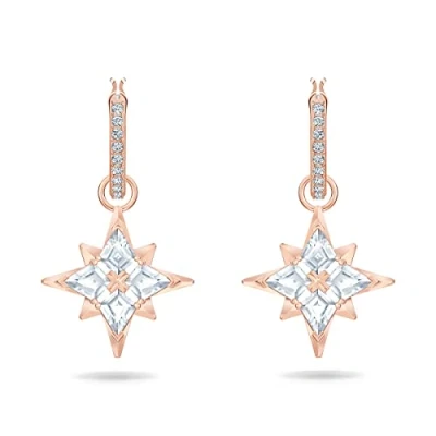 Obrázek Swarovski Symbolické visací náušnice, hvězda, bílá, vrstva z růžového zlata, Krystal