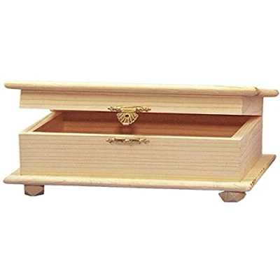 Obrázek Rayher dřevěná krabička, 10,5 x 19 13,5 cm, dřevěný box s víkem, nohy a západkový uzávěr, bedna certifikováno FSC, úložný k pomalování, 61350000