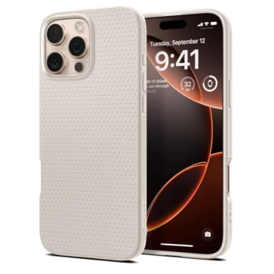 Obrázek Spigen Pro iPhone 16 Max pouzdro [protiskluzové] Liquid Air Case na mobil ochranné Cover tenké Slim Natural Titanium