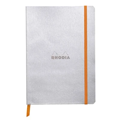Obrázek Rhodia 117401C poznámkový sešit (s měkkou obálkou, linkovaný, 80 listů, DIN A5, 14,8 x 21 cm) 1 kus stříbrný