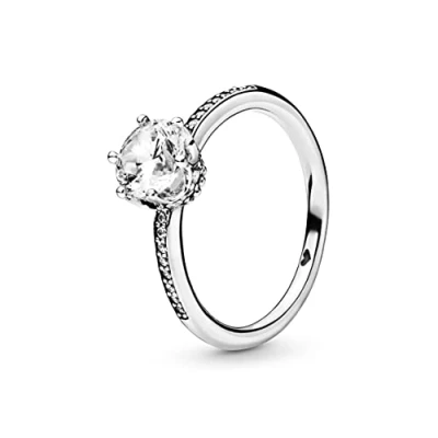 Obrázek Pandora Dámský prsten Clear Sparkling Crown 198289CZ, Drahé kovy, Kubická zirkonie