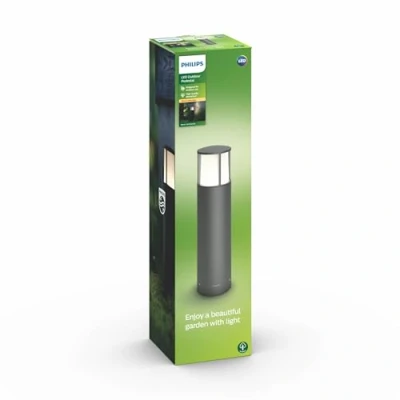 Obrázek Philips Stock LED Venkovní svítidlo s podstavcem (6 W), vhodné osvětlení cesty odolné proti povětrnostním vlivům teplým bílým světlem, energeticky úsporné osvětlení, antracit