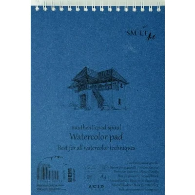 Obrázek SMLT Akvarelový blok AB 35TS Authentic Line A4, přírodní bílý papír, 280 gsm, 35 listů, s perforací, recyklované víko a dvojitá spirála