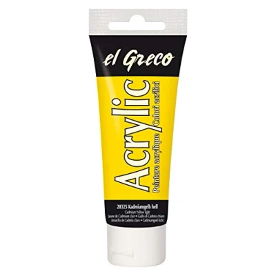 Obrázek KREUL 28325 El Greco Acrylic, 75 ml tuba v kadmiově žluté světle, vysoce pigmentovaná, lesklá akrylová barva ve studiové kvalitě, lze malovat máslovou, pro malování pastózy