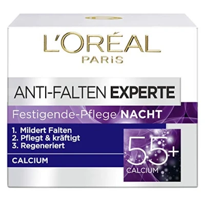 Obrázek L&#039;Oréal Paris krém na obličej proti vráskám, noční 55 + pro ženy od let s vápníkem, balení 3 ks (3x 50 ml)