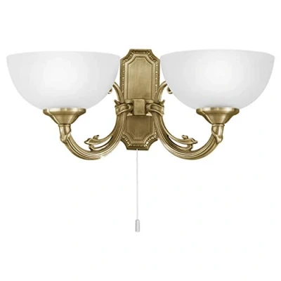 Obrázek EGLO Nástěnná lampa Savoy, 2 plamenné nástěnné svítidlo vintage, rustikální, uvnitř z kovového odlitku, satinované sklo, do obývacího pokoje, chodby v obryzu, bílá,