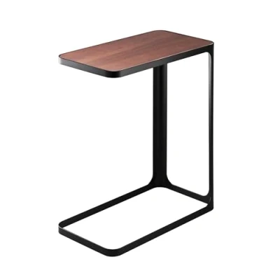 Obrázek YAMAZAKI Odkládací stolek s rámem 7203, černý, ocel/dřevo, minimalistický design, 24 x 45 52 cm (DxŠxV)