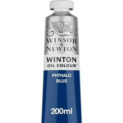 Obrázek Winsor &amp; Newton 1437516 Winton, jemná kvalitní olejová barva 200ml tuba s rovnoměrnou konzistencí, odolná vůči světlu, vysoká krycí schopnost, bohatá na barevné pigmenty ftalo modrá