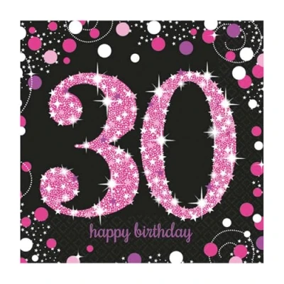 Obrázek Amscan 9900619 ubrousky Sparkling Celebration 60, 16 kusů, 33 x cm, Happy Birthday, narozeniny