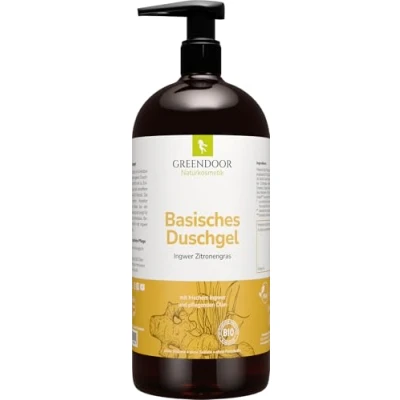 Obrázek 500 ml GREENDOOR základní sprchový gel zázvor citronová tráva, biologicky odbouratelný, přírodní kosmetika bez sulfátů/parabenů, čerstvá bio péče o tělo, pH pro dámy a pány