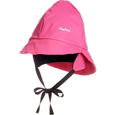 Obrázek Playshoes Unisex dětská čepice do deště s podšívkou, větruvzdorný a vodotěsný klobouk deště, Růžová fleecová podšívka