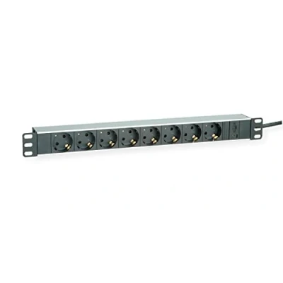 Obrázek ROLINE 19&quot; zásuvková lišta 8násobná + zástrčka C14, hliník, 2 m