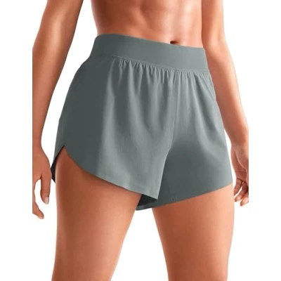 Obrázek CRZ YOGA Dámské běžecké šortky Mid Waist Running Shorts boční Splits Sport Workout krátké kalhoty lehké prodyšné sportovní kalhoty, šalvěj