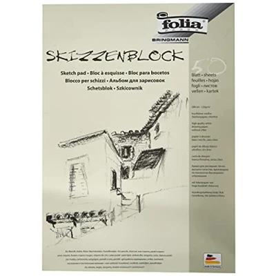 Obrázek folia 8304 skicovací blok, DIN A4, 120 g/m2, bílý, 50 listů vysoce jemný, bílý kreslicí papír, bez chlóru