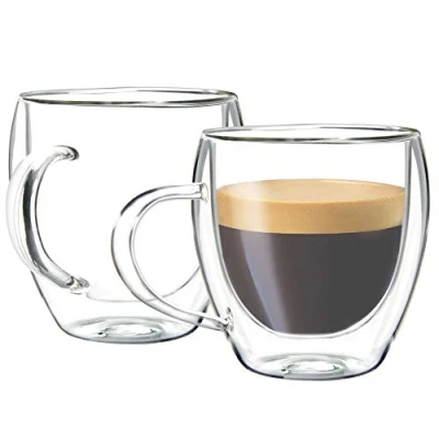 Obrázek Youngever 2er Pack 160ML Espressotassen, Glas Kaffeetassen, Doppelwandige Kaffeegläser, Thermoisoliert (Hoch)
