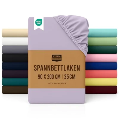 Obrázek Utopia Bedding napínací prostěradlo 90 x 200 cm levandule kartáčované polyesterové z mikrovlákna 35 hloubka taška