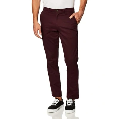 Obrázek Amazon Essentials Pánské ležérní strečové chino kalhoty s klasickým střihem, burgundské červené, 33 W / 28 L