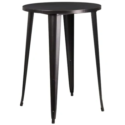 Obrázek Flash Furniture 30&#039;&#039; Round Black Antique Gold Metal Indoor Outdoor Bar Height Table