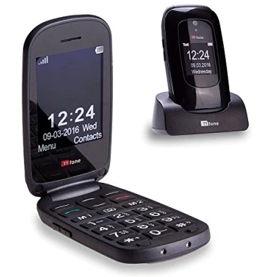 Obrázek TTfone Lunar velká tlačítka nekomplikovaná, bez Simlock skládací design mobilní telefon (černý)