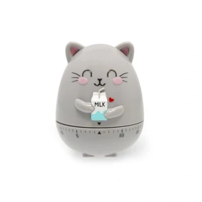 Obrázek Legami Kuchyňská minutka, téma Kitty, ručně nastavitelná, 60 minut, bez baterie, průměr 6 cm, výška 8 šedá
