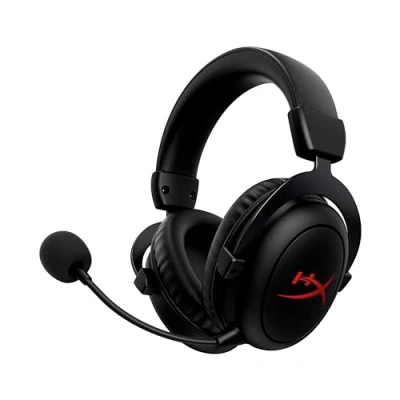 Obrázek HyperX Bezdrátová herní sluchátka Cloud II Core, 2,4 GHz, výdrž baterie 80 hodin, prostorový zvuk DTS Headphone, 53mm ovladač, odnímatelný mikrofon s potlačením hluku, kompatibilní PC, černá