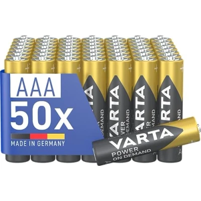 Obrázek VARTA Baterie AAA, 50 kusů, Power on Demand, alkalické, 1,5 V, zásobní balení, chytré, flexibilní, výkonné, ideální pro počítačové příslušenství, přístroje Smart Home, Made in Germany [exkluzivně v