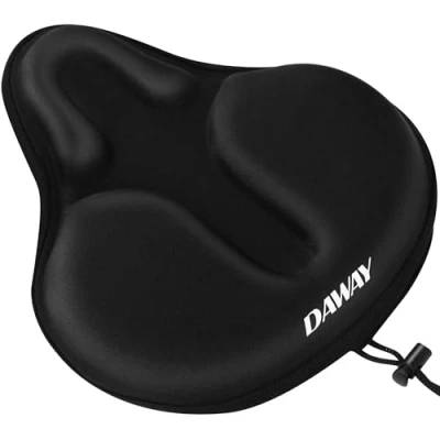 Obrázek DAWAY C9 Pěnový gelový potah na sedlo extra měkký široký velký pro domácí trenažér jízdní kolo, MTB, pohodlný polstrování sedla ženy, muže, seniory, 33 x 30 cm