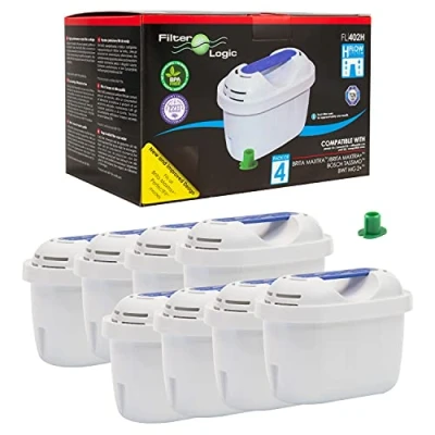 Obrázek FilterLogic FL402H balení 8 ks vodní filtr kompatibilní s filtračními kartušemi Brita Maxtra+ Plus pro filtrovací kartuše Marella Style Flow Aluna Elemaris XL cool stolní a
