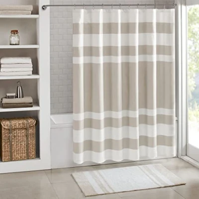 Obrázek Madison Park Spa, vaflový sprchový závěs, látka s 3M Scotchgard Moistmanagement, moderní domácí dekorace, standard 182,9 x cm, šedohnědý