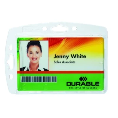 Obrázek Durable 800519 Tvrdý box s Clip pro provozu pro/bezpečnostní průkaz, 54 x 85 mm, transparentní, balení 10 kusů, průhledné