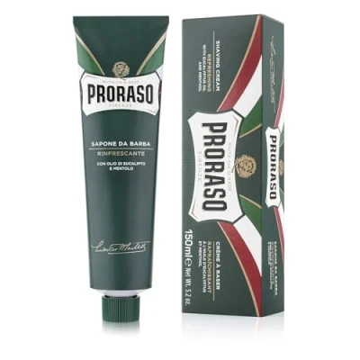 Obrázek Proraso Tuba na holení krém, 150 ml, osvěžující, oživující a krémové mýdlo pro pány, s eukalyptovým olejem mentolem, vyrobeno v Itálii, zelená