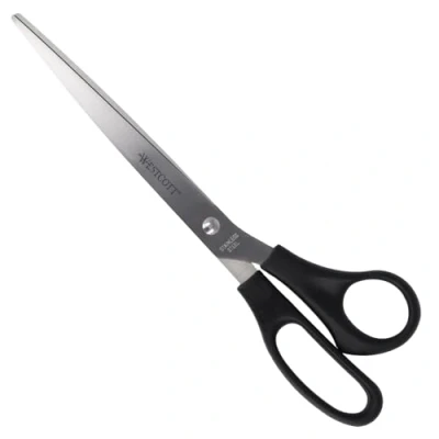 Obrázek Westcott nůžky 10&quot; (25,4 cm) černé, kancelářské s černými plastovými rukojeťmi, extra ostrá čepel, nerezová ocel, na papír, pro domácnost, kutily, E 31111 00