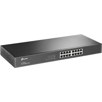 Obrázek TP Link TL SG1016 16 port gigabitový síťový přepínač (19 palců rack montáž, 16*RJ 45 LAN porty, kovové pouzdro, nespravované, Plug und Play)černý