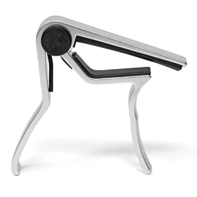 Obrázek TIGER jednoruční Triggercapo, univerzální kapo, kytara pro akustickou kytaru, klasickou elektrickou kytaru a basovou kytaru. Snadná manipulace chrom