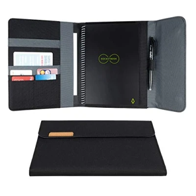 Obrázek Rocketbook Capsule 2.0 Folio Cover pro Core a Fusion 100% recyklovatelné, s držákem na tužky, magnetickým uzávěrem vnitřní přihrádkou prach černý, výkonná A5 velikost 15,2 cm x 22,3 cm, 1 kus