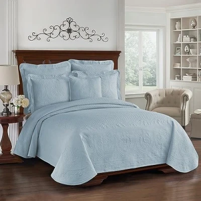 Obrázek Historic Charleston King Charles Moderne Bauernhaus Decke mit Blumenmuster, Doppelbett, Blau