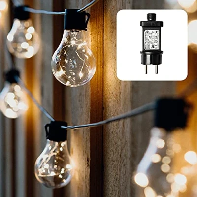 Obrázek hellum LED party světelný řetěz venkovní, žárovky teplá bílá s 10 žárovkami, osvětlená délka 4,5 m, 59 lm osvětlení na pokoj zahrada balkon vnitřní a venkovní 577884