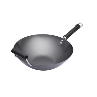Obrázek KitchenCraft Pure Oriental Wok z uhlíkové oceli s nepřilnavým povrchem, 35,5 cm, černý