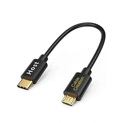 Obrázek CableCreation USB C na Micro kabel OTG, 20 cm (typ C) 2.0 kabel, krátký pro Apple MacBook, Chromebook Pixel, Android Phones, Galaxy S8/S8 Plus atd, černý