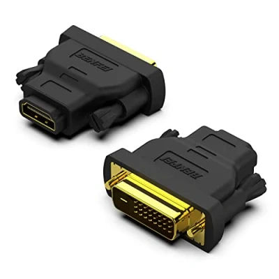 Obrázek BENFEI Obousměrný DVI(DVI D) k HDMI adaptéru 2 kusy, DVI (DVI konektor na zdířku adaptér s pozlaceným konektorem, podporuje 1080P