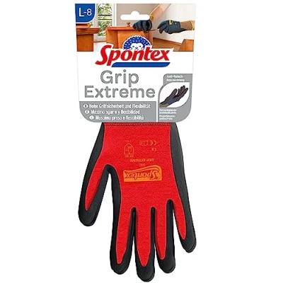 Obrázek Spontex Grip Extreme pracovní rukavice s nitrilovým těsněním, dle EN 388, lehké, flexibilní, barvy nelze libovolně vybírat, velikost L, 1 pár