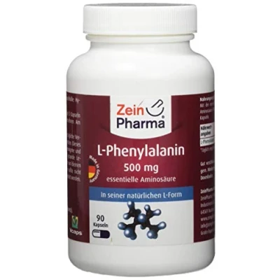 Obrázek ZeinPharma L fenylalanin 500 mg 90 kapslí (balení po měsíci) bez lepku, veganský, košer &amp; halal Vyrobeno v Německu