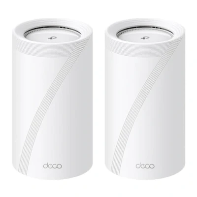Obrázek TP Link Deco BE85 Wi Fi 7 Mesh WLAN sada, BE19000 Tripásmový router a opakovač (10 Gbit/s Ethernet/optický port, 19 Gbps rychlost, WPA3, 320 MHz kanály, 6 GHz)
