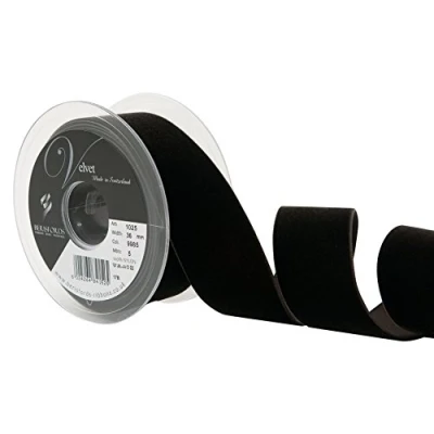 Obrázek Berisfords Schleifenband Samt, Schwarz (Black Coffee), 36 mm x 5 m