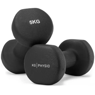 Obrázek kg Physio sada činek s plakátem na cvičení A3 neoprénové krátké činky 2 ks fitness závaží z litiny činek, odpuzující pot krátkých pro ženy a muže 1 10