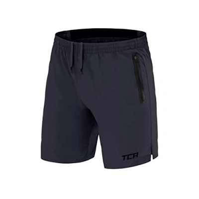 Obrázek TCA pánské Elite Tech lehké běžecké kalhoty, tréninkové kraťasy a šortky s kapsami na zip sportovní kalhoty krátké, Tmavě šedá